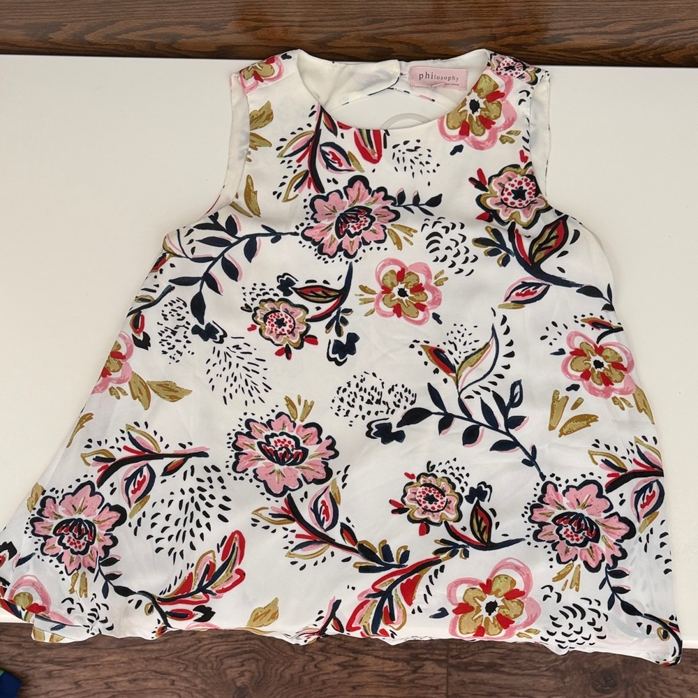 Philosophy Floral Top with Pink and Gold Accents